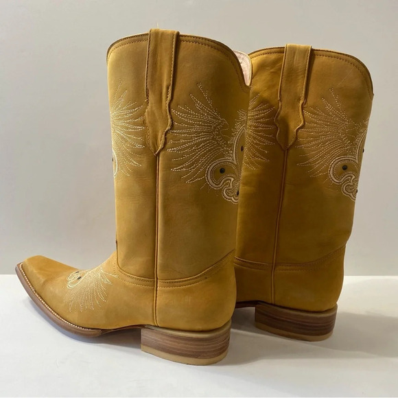 Jar Boots "NEW" Camel Color Embroidered Square Toe Mid Calf Pull On Boots Size 9 - Picture 9 of 10